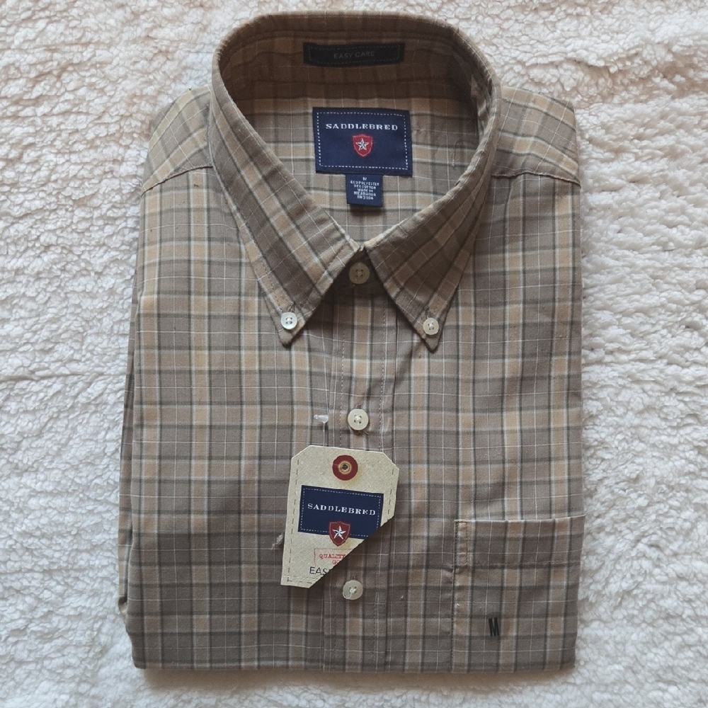 Saddlebred Men's Brown Plaid Button Down Shirt